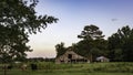 Barn  and cattle at twilight banner Royalty Free Stock Photo