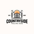 Barn Countryside Vintage Concept Logo Template Isolated in White Background