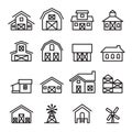 Barn & farm building icon in thin line style Royalty Free Stock Photo