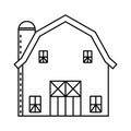 Barn or farm house with pole barns - line art icon for apps or websites Royalty Free Stock Photo