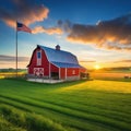 barn farm rural old red house landscape sky building field Royalty Free Stock Photo