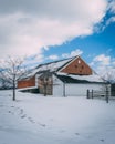 Barn on a farm in the snow, Gettysburg, Pennsylvania