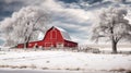 barn farm in winter Royalty Free Stock Photo