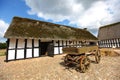 Barn farmhouse with wooden cart Royalty Free Stock Photo