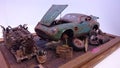 Barn find Aston Martin DB5 scale model car diorama Royalty Free Stock Photo