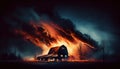 A barn fire on a farm. Ai generative Royalty Free Stock Photo