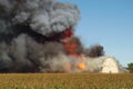 Smoke fire explosion flame farm destruction disaster Royalty Free Stock Photo