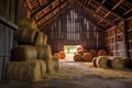 barn with hay bales stacked neatly inside Royalty Free Stock Photo