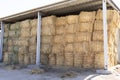 Barn, Hay Storage Shed Full Of Rolled Bales Hay On Farm, Agriculture And Livestock Farming Royalty Free Stock Photo