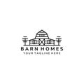 Barn home minimalist line art icon logo template vector illustration design Royalty Free Stock Photo