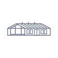 Barn house line icon - village house or greenhouse in linear style on white background. Vector illustration. Royalty Free Stock Photo