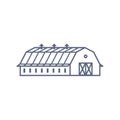 Barn house line icon - village house or wooden cabin in linear style on white background. Vector illustration. Royalty Free Stock Photo