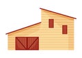 Barn icon. Farmyard architecture building. Cartoon farm shed. Wooden stable in rustic retro style. Vector illustration