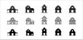 Barn icon set. Assorted barn vector icons pack. Farmhouse vector stock icon illustration. Flat black white color design complete Royalty Free Stock Photo