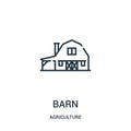 barn icon vector from agriculture collection. Thin line barn outline icon vector illustration. Linear symbol for use on web and