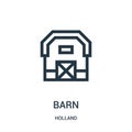 barn icon vector from holland collection. Thin line barn outline icon vector illustration. Linear symbol for use on web and mobile Royalty Free Stock Photo