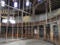 Shaker Round Stone Barn wood beam interior Royalty Free Stock Photo