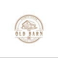 BARN LOGO WITH A CIRCLE VINTAGE STYLE, VECTOR ILLUSTRATION