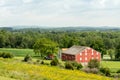 Barn in the Valley as Seen from Hilltop Royalty Free Stock Photo