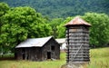 Barn and Octagon Shaped Wooden Silo