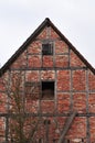 Barn of old farmhouse with half-timbered facade Royalty Free Stock Photo