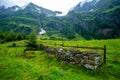 A Barn of Old Stones on a Rainy Afternoon at Lake Hintersee Royalty Free Stock Photo