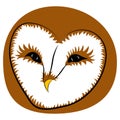 Barn owl face. Vector drawn illustration.