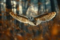 Barn Owl flying in forest.Generative Ai Royalty Free Stock Photo