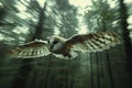 Barn Owl flying in forest.Generative Ai Royalty Free Stock Photo