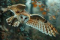 Barn Owl flying in forest.Generative Ai Royalty Free Stock Photo