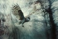 Barn Owl flying in forest.Generative Ai Royalty Free Stock Photo