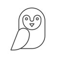 Barn owl, halloween related hollow outline icon, editable stroke