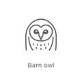 Barn owl icon vector from owl collection. Thin line Barn owl outline icon vector illustration. Outline, thin line Barn owl icon