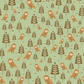Barn owl pattern seamless. church-owl background. barn-owl texture. screech-owl ornament Royalty Free Stock Photo