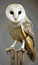 Elegant Barn Owl Perched on Wooden Post Royalty Free Stock Photo