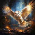 Barn Owl Tyto alba 4 months old flying Royalty Free Stock Photo