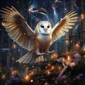 Barn Owl Tyto alba 4 months old flying Royalty Free Stock Photo