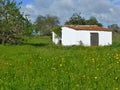 Barn in Portugal on a green meadow Royalty Free Stock Photo