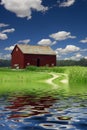Barn and River Royalty Free Stock Photo