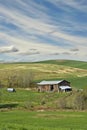 Barn and rolling hills in eastern Washington Royalty Free Stock Photo