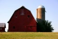 Barn and Silo against blue sky Royalty Free Stock Photo