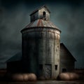 barn silo at dusk in the American Midwest GENERATIVE AI, GENERATIVE, AI, Royalty Free Stock Photo