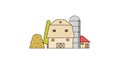 barn, silo, windmill vector flat illustation Royalty Free Stock Photo