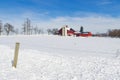 Barn in Snow Covered Meadow