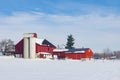 Barn in Snow Covered Meadow