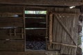 Barn stall in a vintage rough hewn log barn