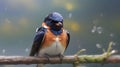 Barn Swallow (Hirundo rustica) perched on a branch