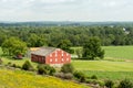 Barn in the Valley as Seen from Hilltop Royalty Free Stock Photo