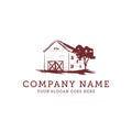 Barn vintage farm logo idea, warehouse farm logo design vector Royalty Free Stock Photo