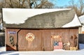 Barn with Vintage Signs and Colonial Flag